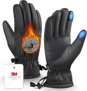 -10℉ Winter Gloves Men Women Made with 3M Insulation & Plush Lining, Windproof & Water-Resisitant Gloves for Cold Weather with Touchscreen Fingers, Thermal Snow Gloves