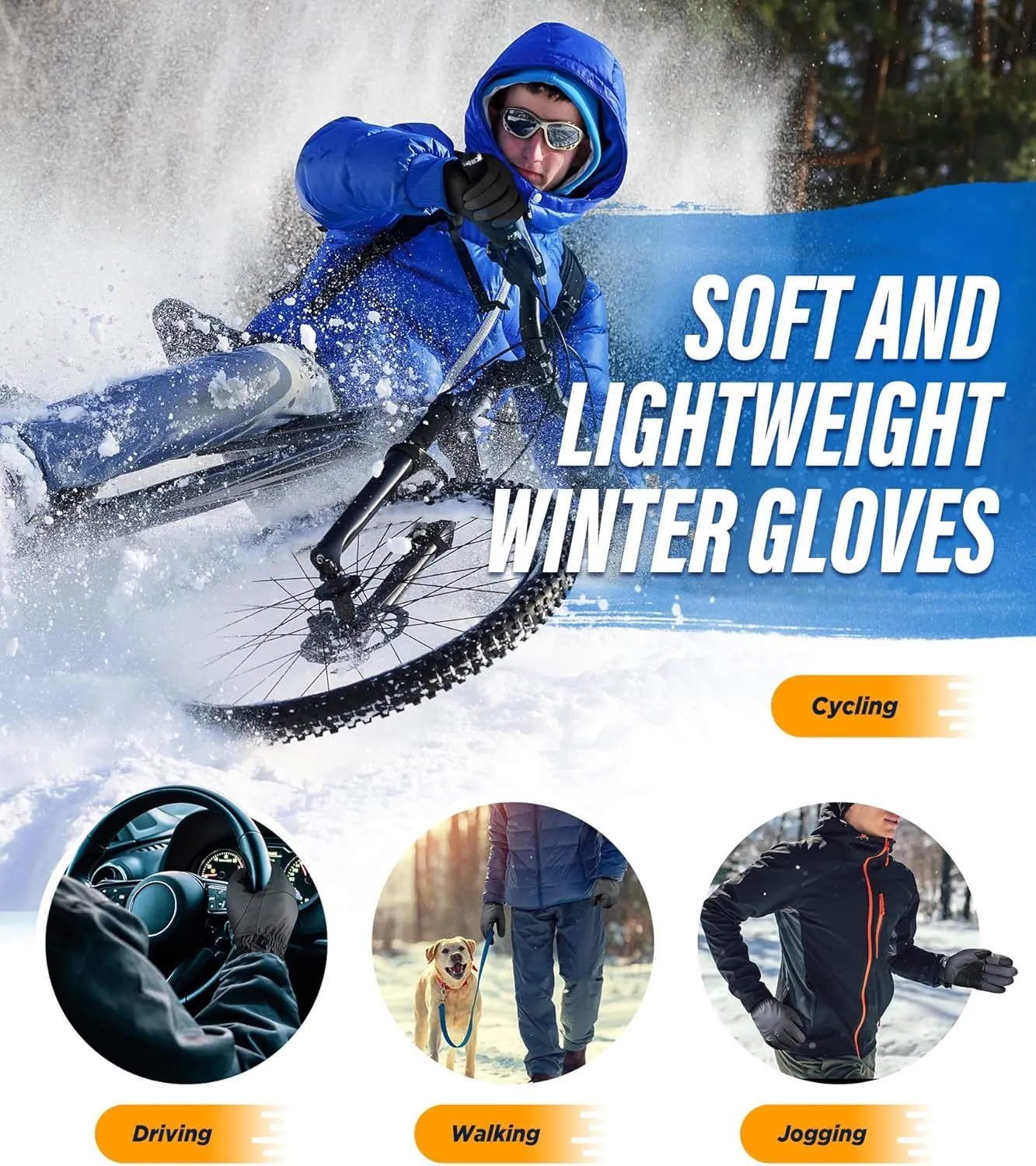 -10℉ Winter Gloves Men Women Made with 3M Insulation & Plush Lining, Windproof & Water-Resisitant Gloves for Cold Weather with Touchscreen Fingers, Thermal Snow Gloves