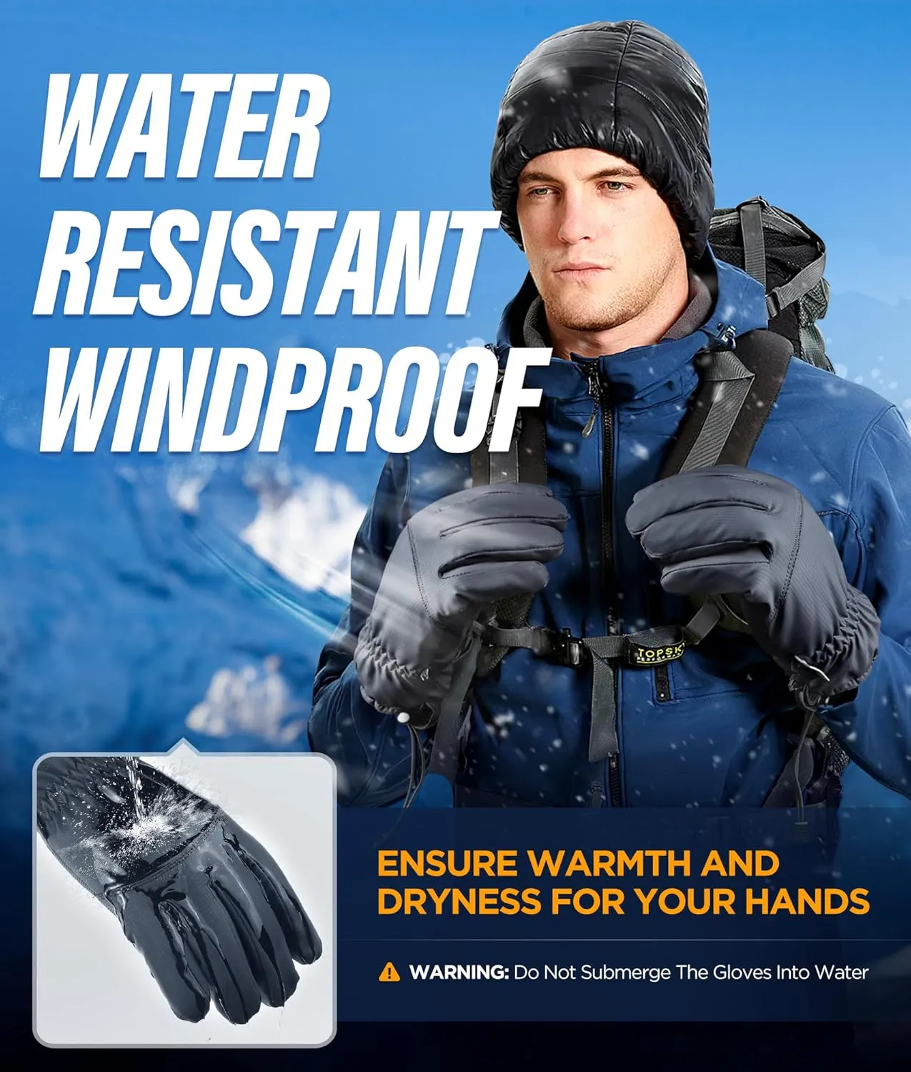 -10℉ Winter Gloves Men Women Made with 3M Insulation, Plush Lining Thermal Snow Gloves, Windproof & Water-Resisitant Gloves for Cold Weather, Touchscreen Fingers