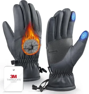 -10℉ Winter Gloves Men Women Made with 3M Insulation, Plush Lining Thermal Snow Gloves, Windproof & Water-Resisitant Gloves for Cold Weather, Touchscreen Fingers
