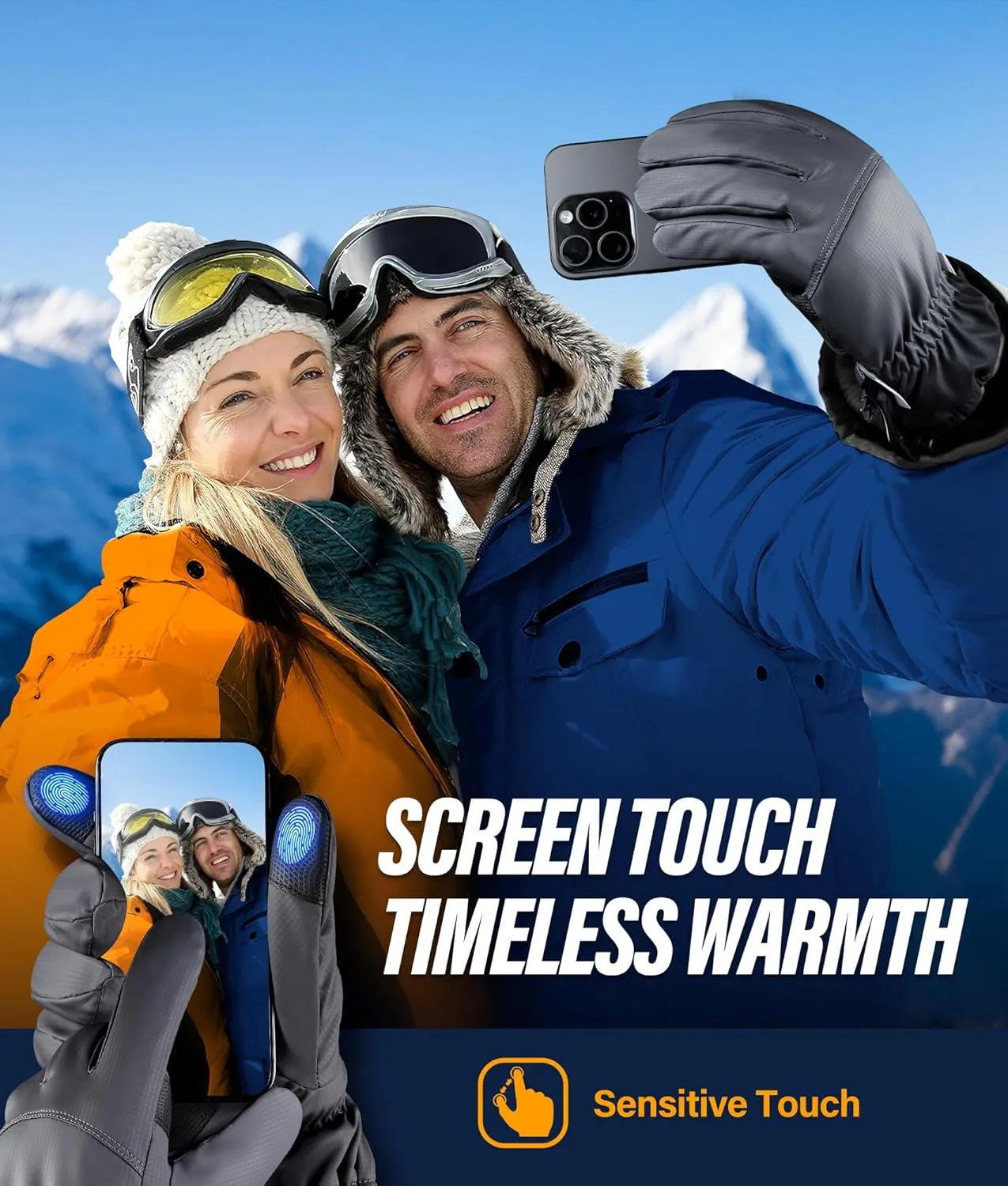 -10℉ Winter Gloves Men Women Made with 3M Insulation, Plush Lining Thermal Snow Gloves, Windproof & Water-Resisitant Gloves for Cold Weather, Touchscreen Fingers