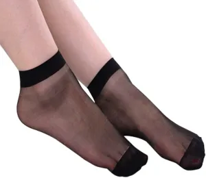 10 Pairs Womens Nylon Sheer Socks Nude Crew Stocking Sheer Ankle Socks Ultra Thin Cool See Through Silk Socks