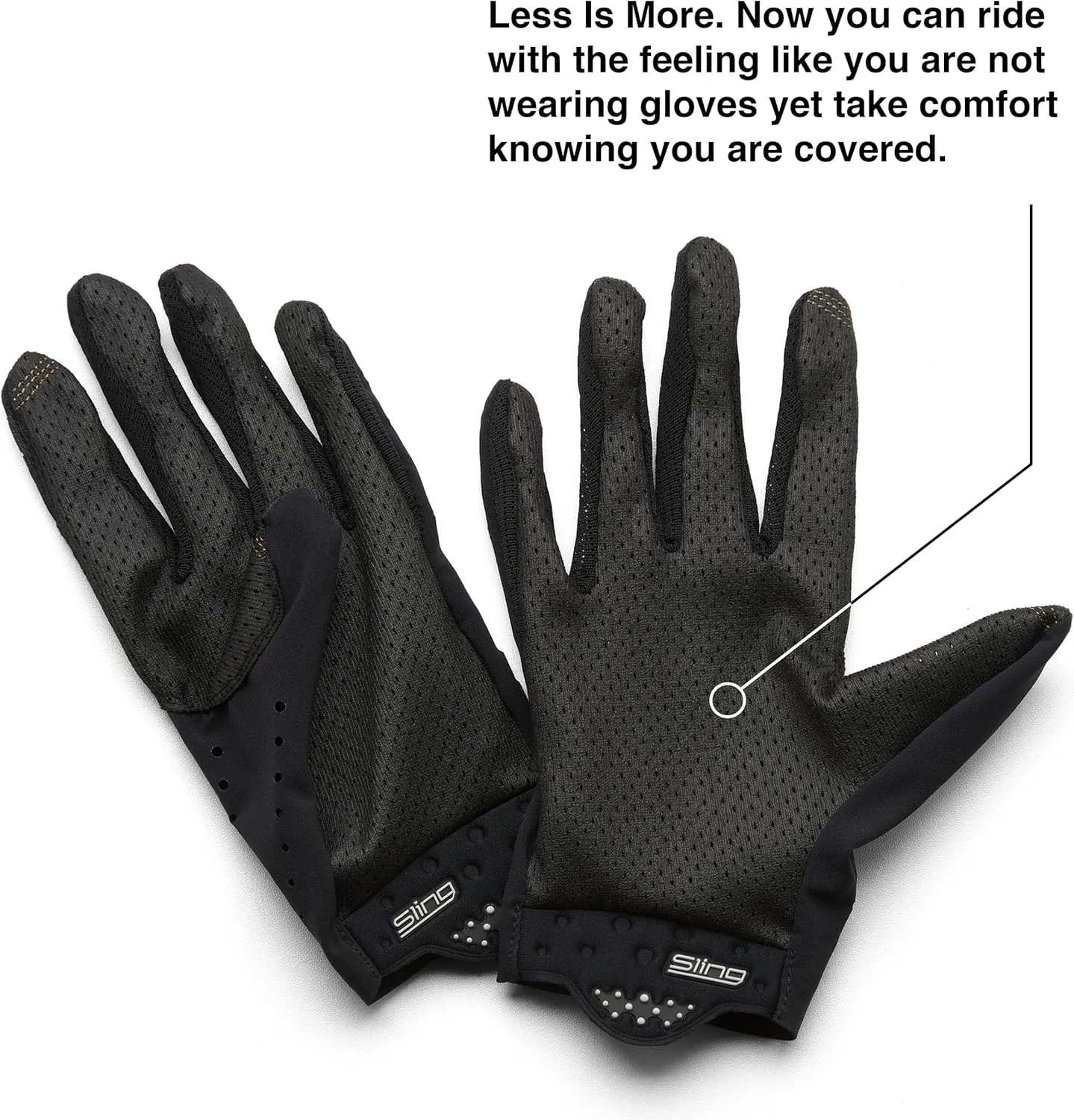 100% SLING Short Finger Mountain Biking Gloves - Lightweight Fingerless MTB Off Road Cycling Gloves (L - BLACK)