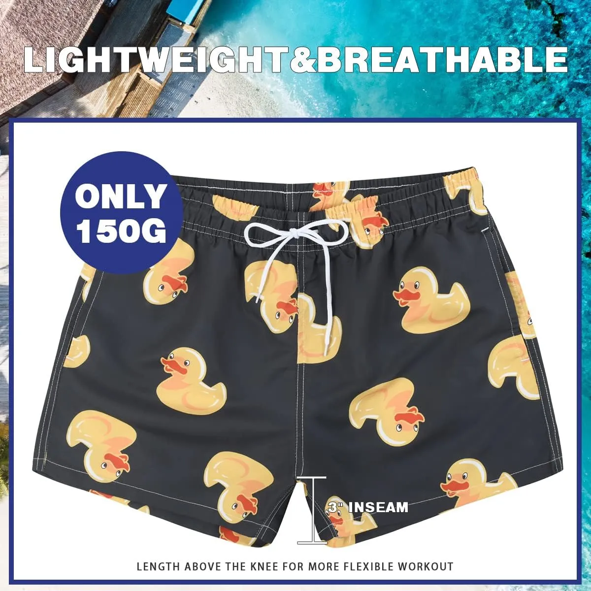 3 Inch Mens Swim Trunks Short Swim Shorts Quick Dry Mens Swim Suits