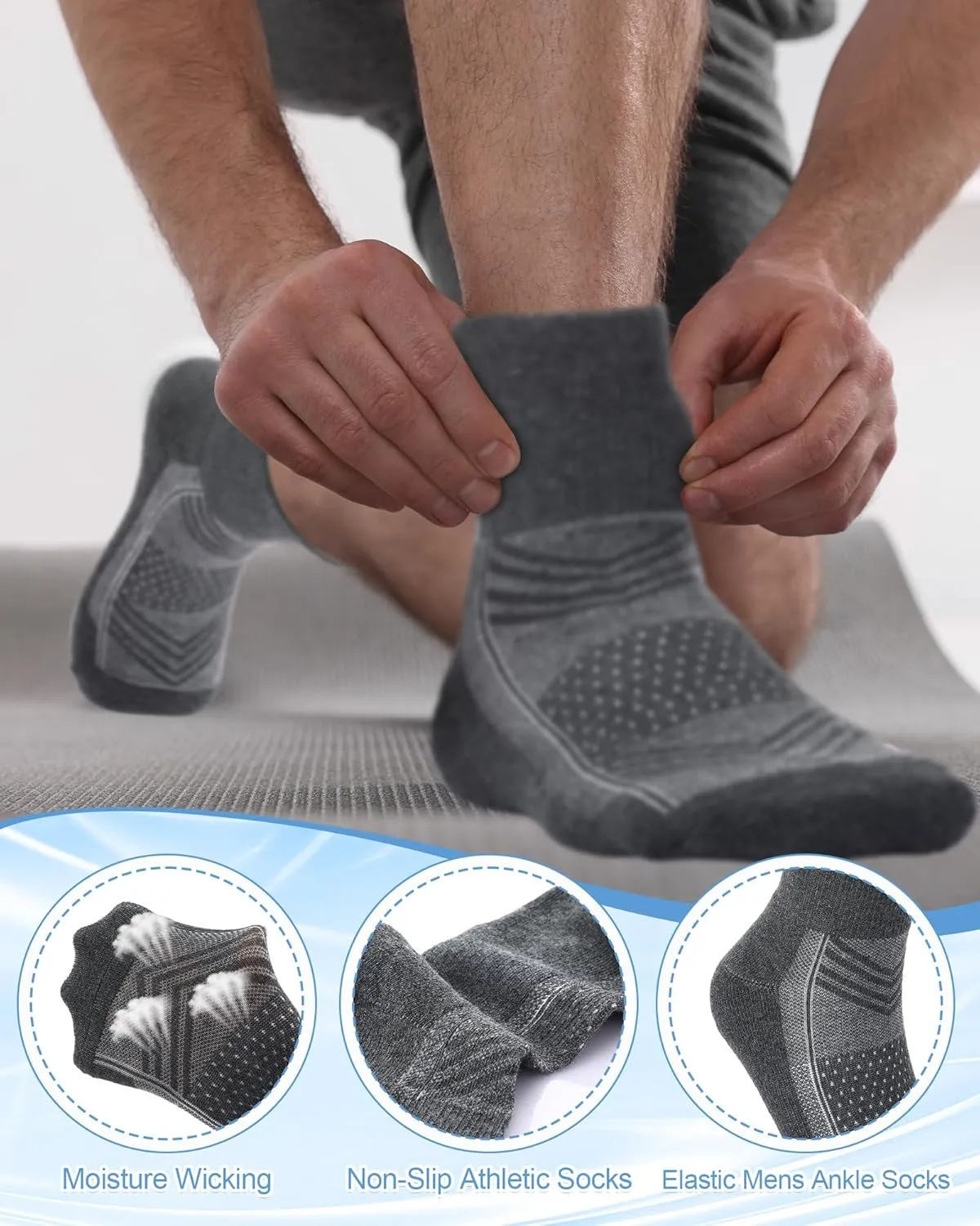30 Pack Men's Ankle Socks with Cushion Athletic Sport Running Moisture Wicking Socks Bulk for Men and Women