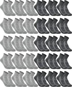 30 Pack Men's Ankle Socks with Cushion Athletic Sport Running Moisture Wicking Socks Bulk for Men and Women