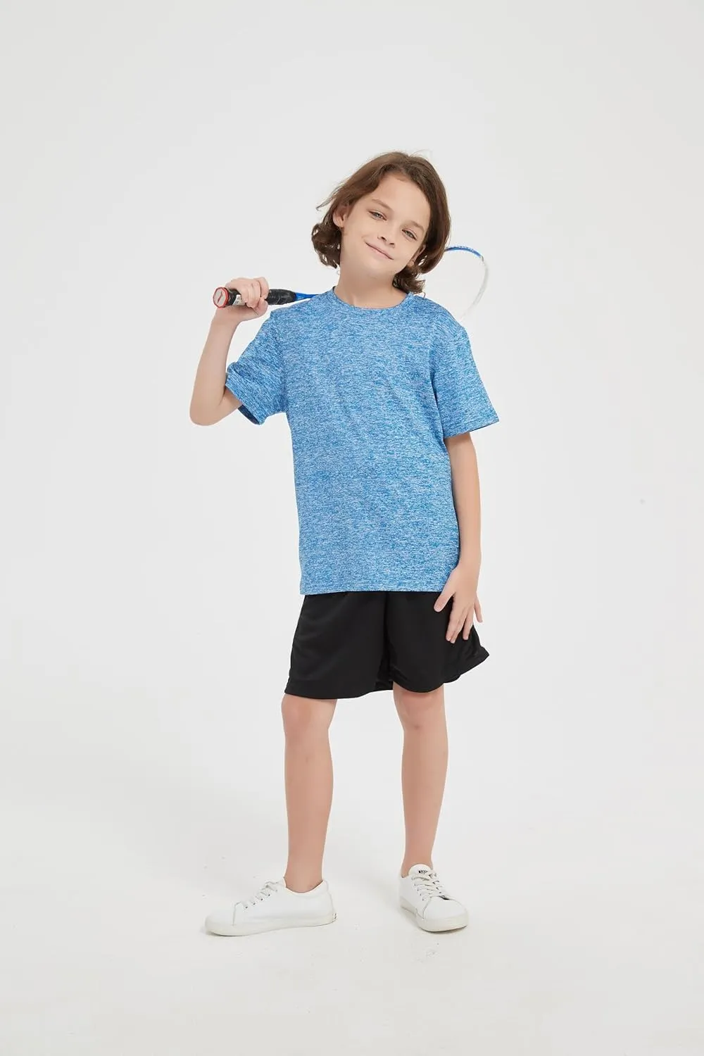 5-Pack Boys Athletic Quick Dry T-Shirts Youth Activewear Short Sleeve Tops（5-18 Years）