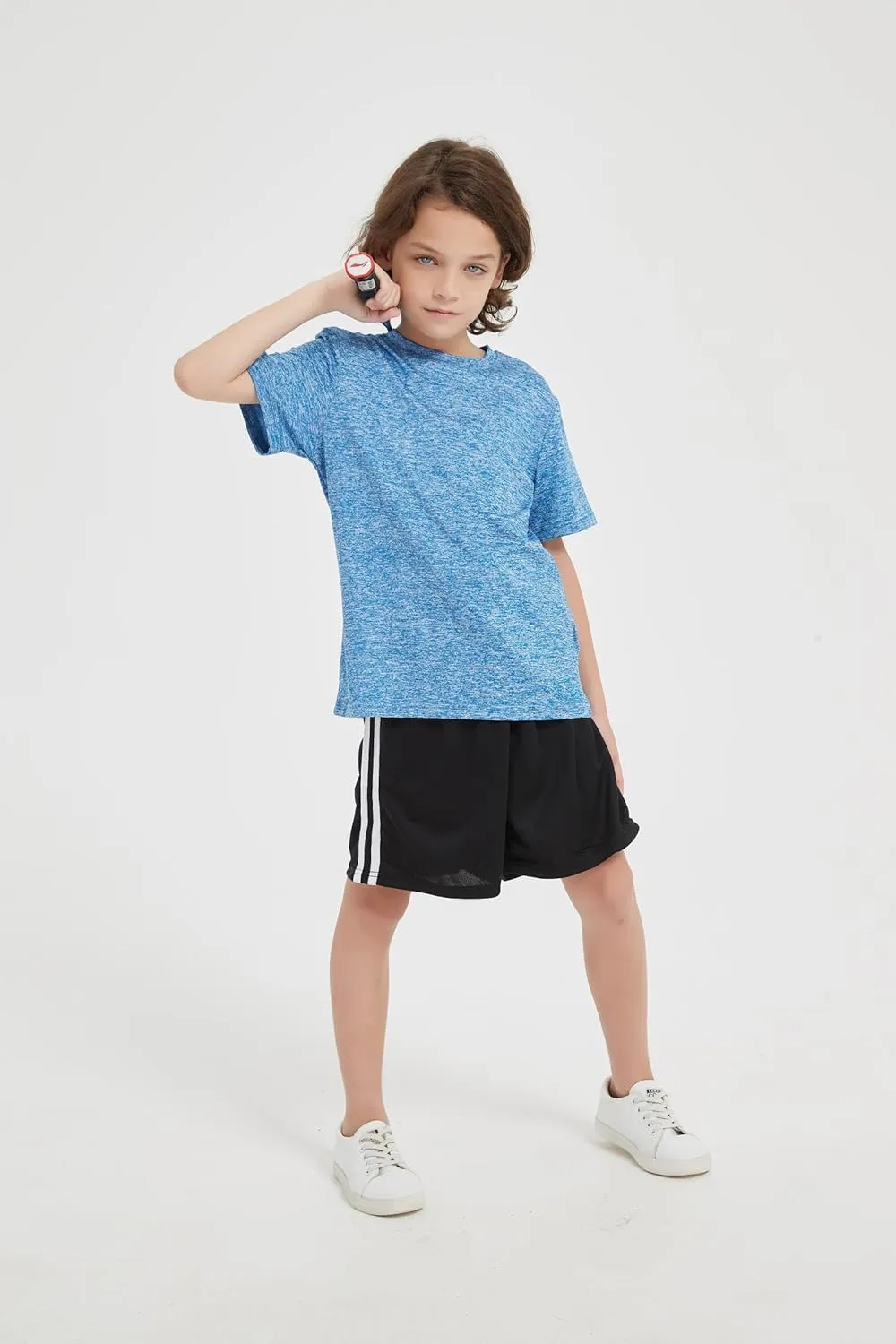 5-Pack Boys Athletic Quick Dry T-Shirts Youth Activewear Short Sleeve Tops（5-18 Years）