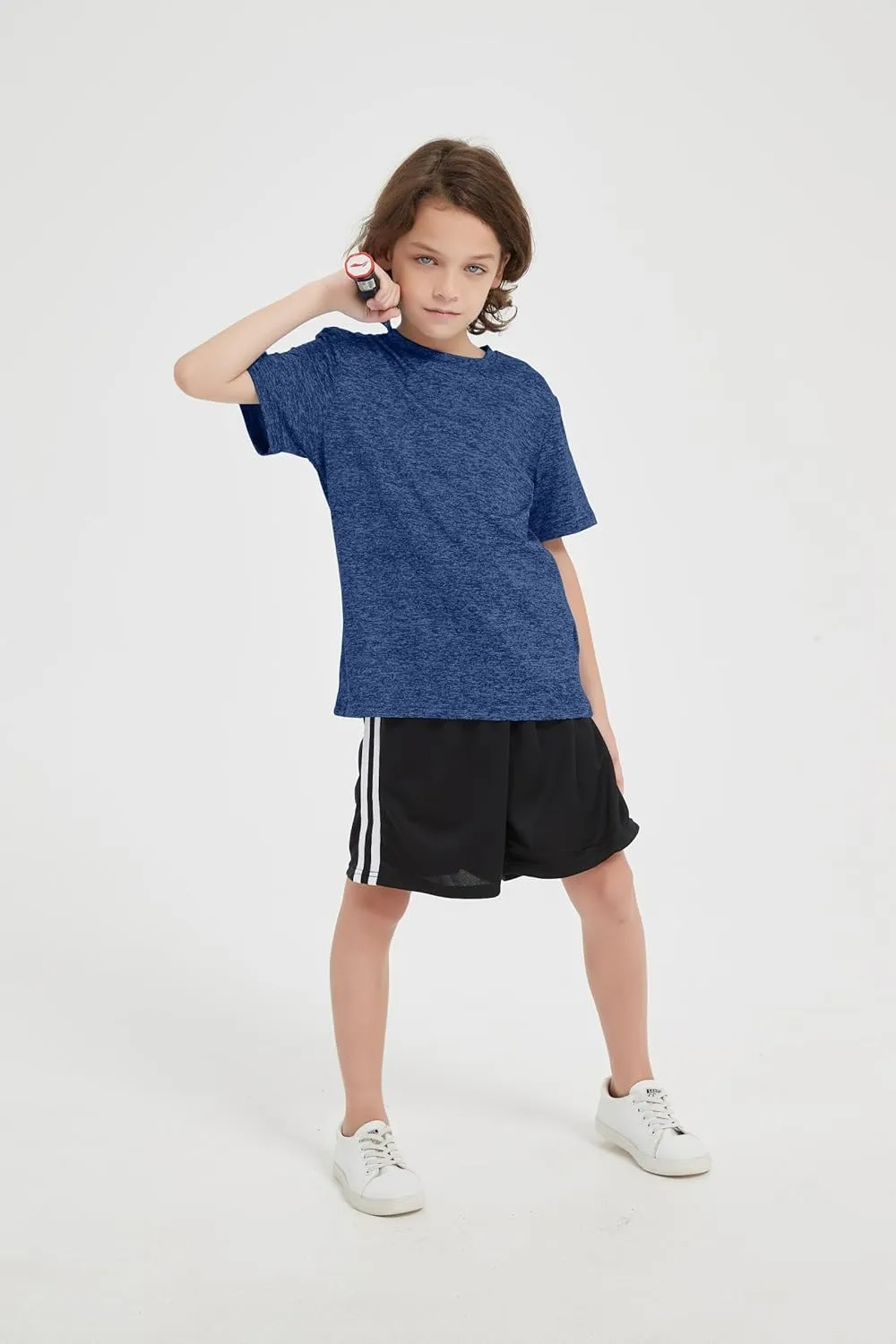 5-Pack Boys Athletic Quick Dry T-Shirts Youth Activewear Short Sleeve Tops（5-18 Years）