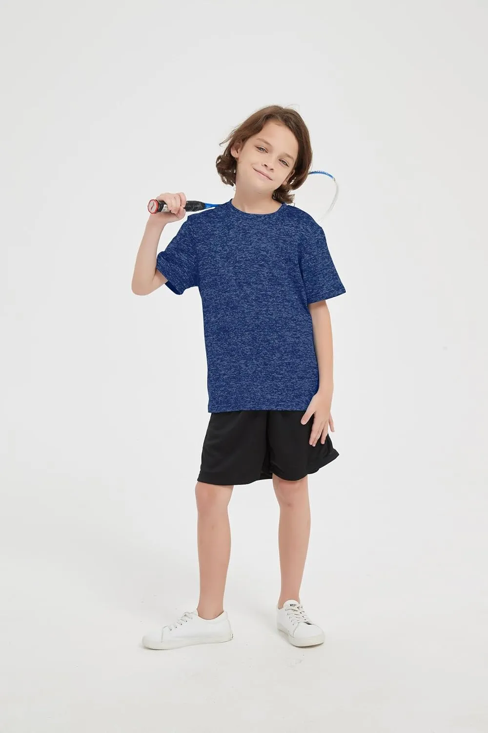5-Pack Boys Athletic Quick Dry T-Shirts Youth Activewear Short Sleeve Tops（5-18 Years）