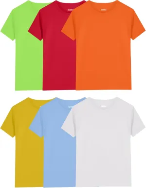 6-Pack Boys Athletic T-Shirts Quick Dry Short-Sleeve Tops Youth Moisture Wicking Running Sports T-Shirts（4-18 Years）