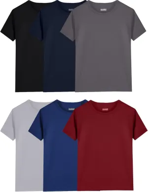 6-Pack Boys Athletic T-Shirts Quick Dry Short-Sleeve Tops Youth Moisture Wicking Running Sports T-Shirts（4-18 Years）