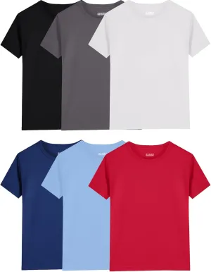 6-Pack Boys Athletic T-Shirts Quick Dry Short-Sleeve Tops Youth Moisture Wicking Running Sports T-Shirts（4-18 Years）