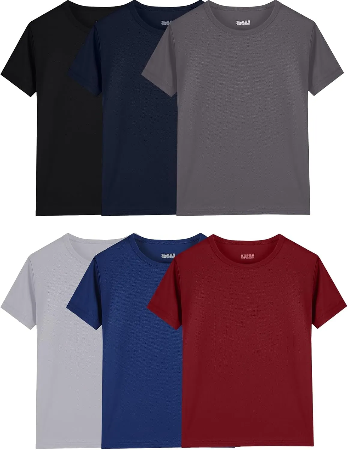 6-Pack Boys Athletic T-Shirts Quick Dry Short-Sleeve Tops Youth Moisture Wicking Running Sports T-Shirts（4-18 Years）
