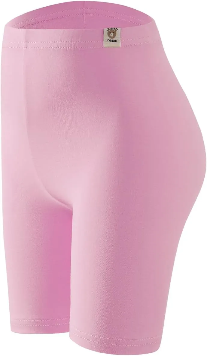 8 Pack Girls Cotton Shorts Kids Biker Shorts for Under Dresses Girls Knee Length Shorts Girls Cartwheel Shorts