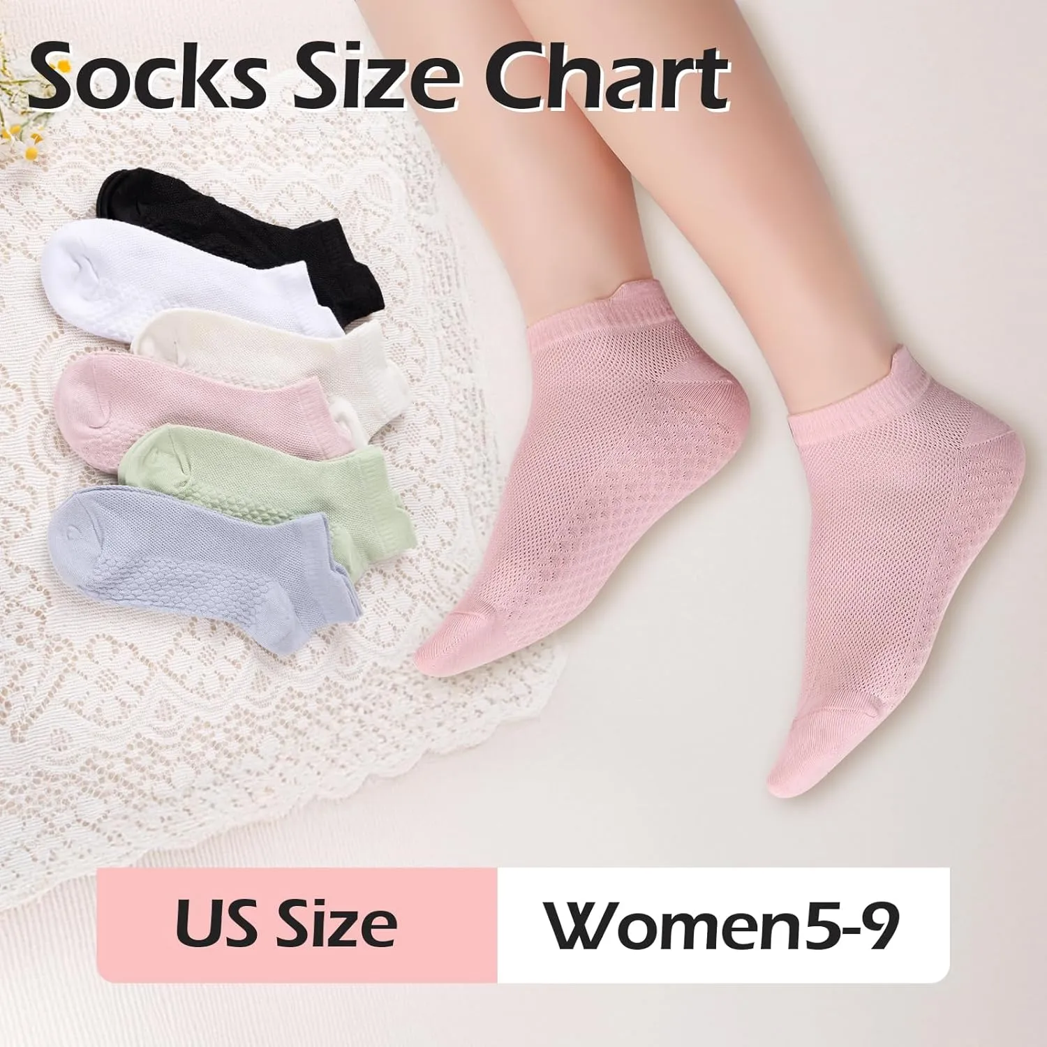 8 Pairs Women Ankle Athletic Running Socks Thin Low Cut Sports Tab Socks Breathable Cushioned Athletic Socks