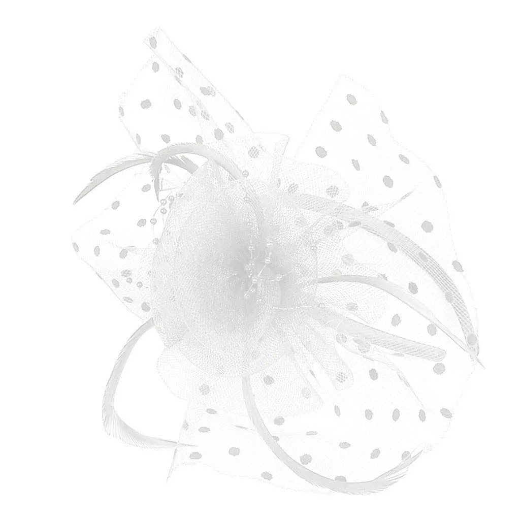 Accessories Fascinators Hats for Women Tea Party Hat Kentucky Fascinators Headband Derby Hats Wedding Flower Feathers Hair Clip White