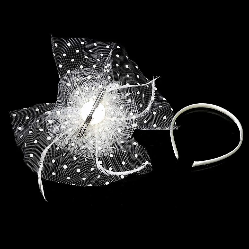 Accessories Fascinators Hats for Women Tea Party Hat Kentucky Fascinators Headband Derby Hats Wedding Flower Feathers Hair Clip White