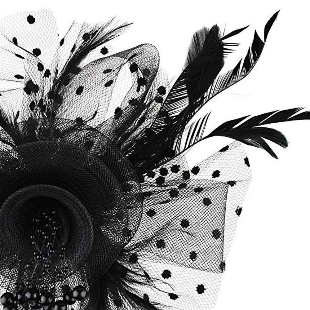 Accessories Fascinators Hats for Womens Tea Party Church Costume for Girls Gatsby Accessoreis for Women Ascot Hats Flower Pillbox Hat Black