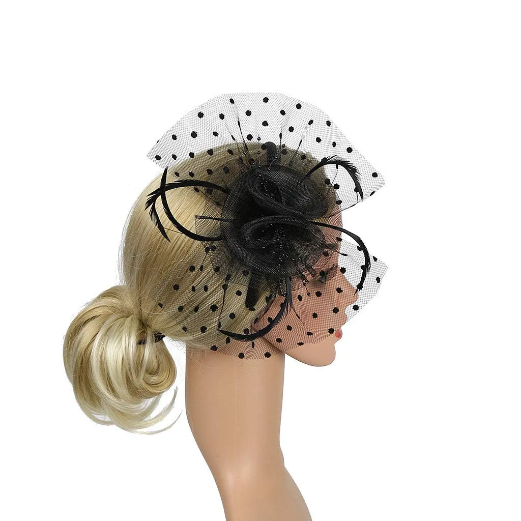 Accessories Fascinators Hats for Womens Tea Party Church Costume for Girls Gatsby Accessoreis for Women Ascot Hats Flower Pillbox Hat Black