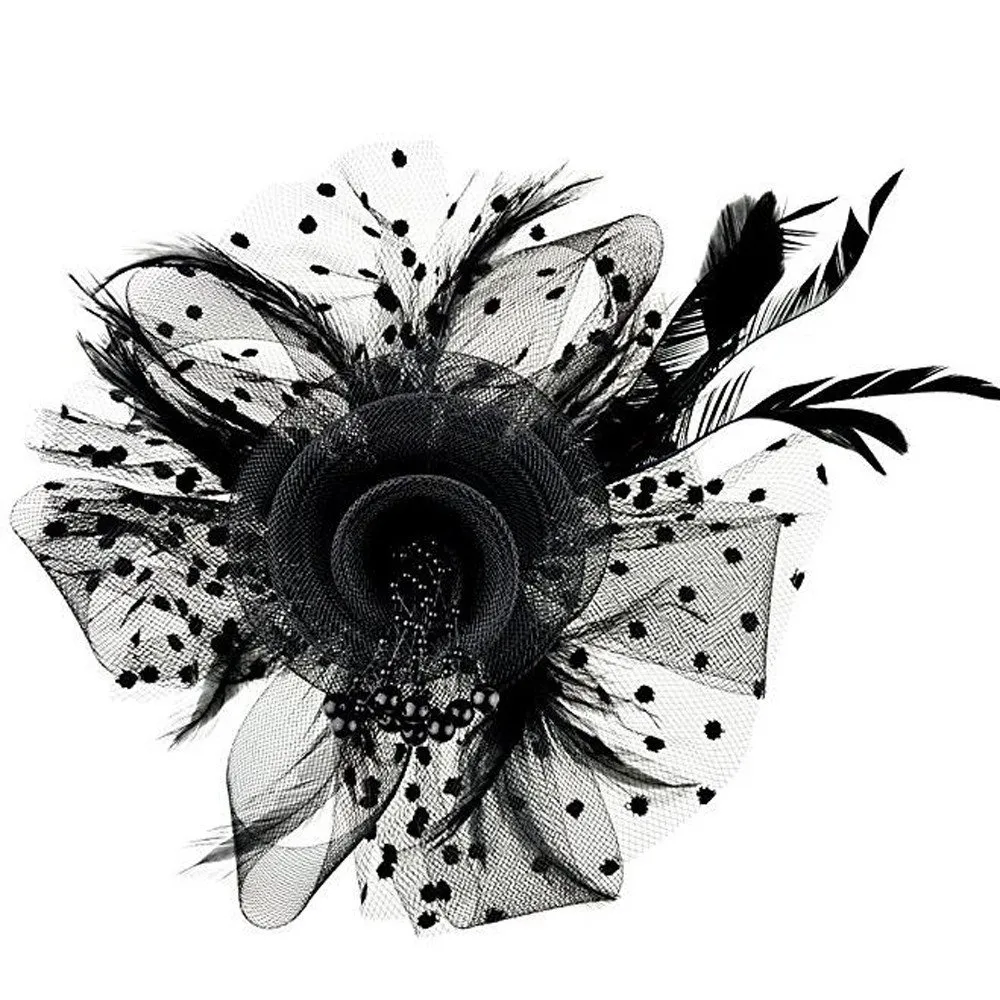 Accessories Fascinators Hats for Womens Tea Party Church Costume for Girls Gatsby Accessoreis for Women Ascot Hats Flower Pillbox Hat Black