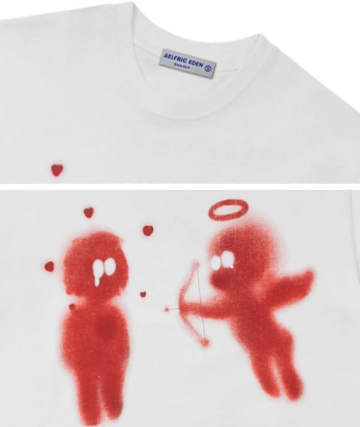 Aelfric Eden Mens Graphic Tees Cupid’s Love Arrow Oversized Tshirt Print Unisex Tee Y2K Causal Streetwear Tops