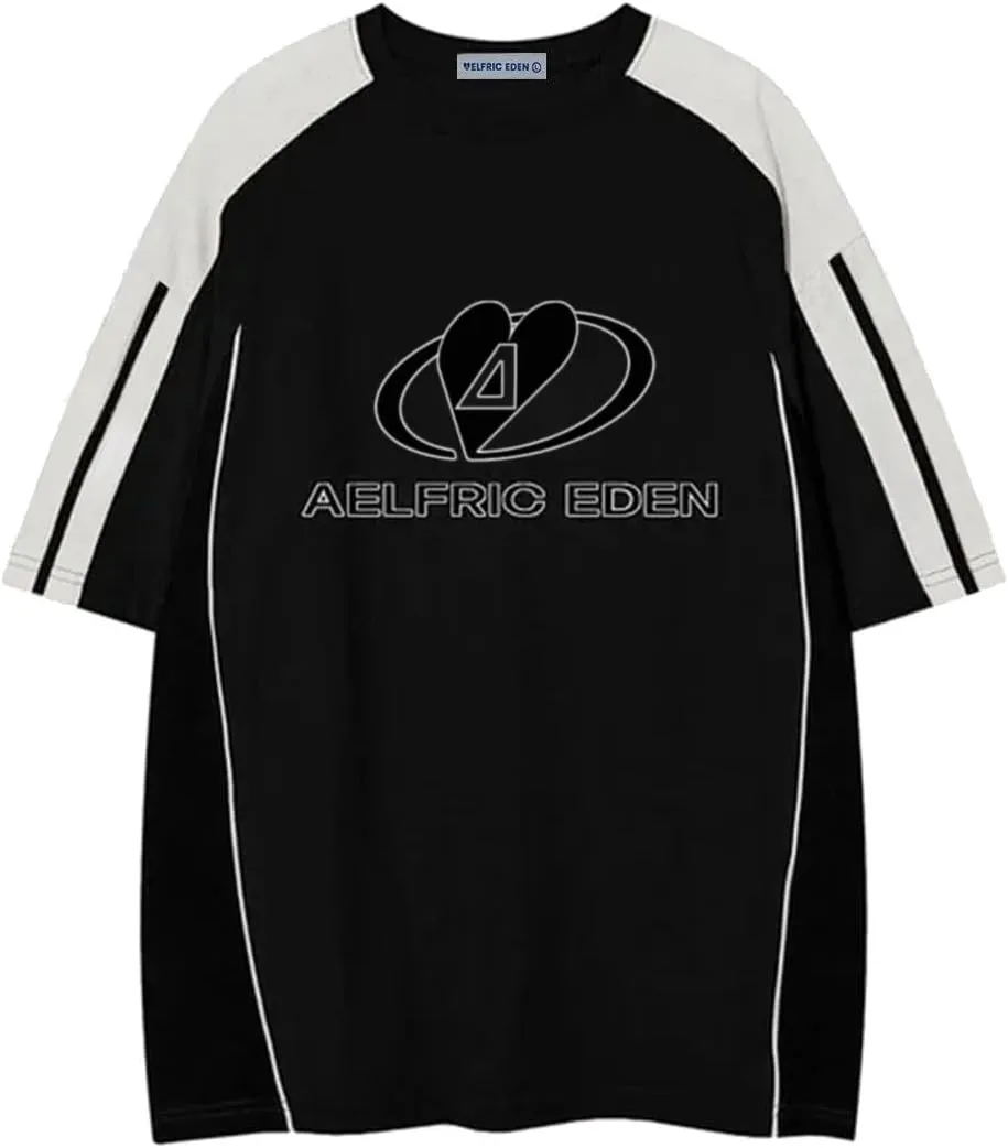 Aelfric Eden Mens Racing Tee Vintage Oversize Shirts Summer Unisex Printed Casual Tee Streetwear Harajuku Top Tshirt