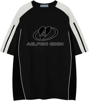 Aelfric Eden Mens Racing Tee Vintage Oversize Shirts Summer Unisex Printed Casual Tee Streetwear Harajuku Top Tshirt