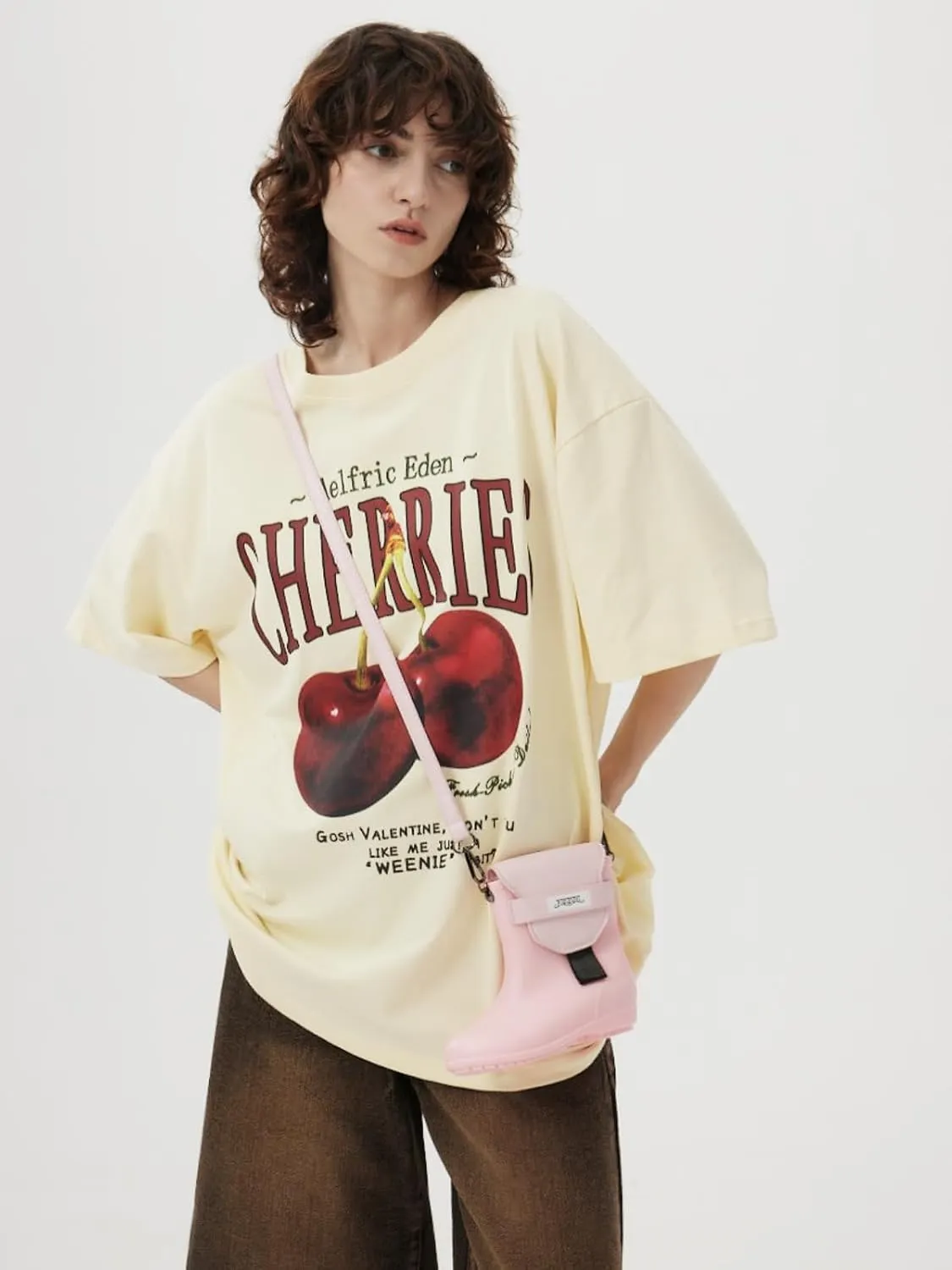Aelfric Eden Women Graphic Tees Cherry Oversized T Shirt Streetwear Casual Unisex Shirt Summer Tops