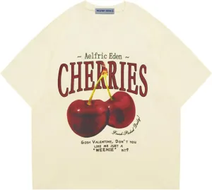 Aelfric Eden Women Graphic Tees Cherry Oversized T Shirt Streetwear Casual Unisex Shirt Summer Tops
