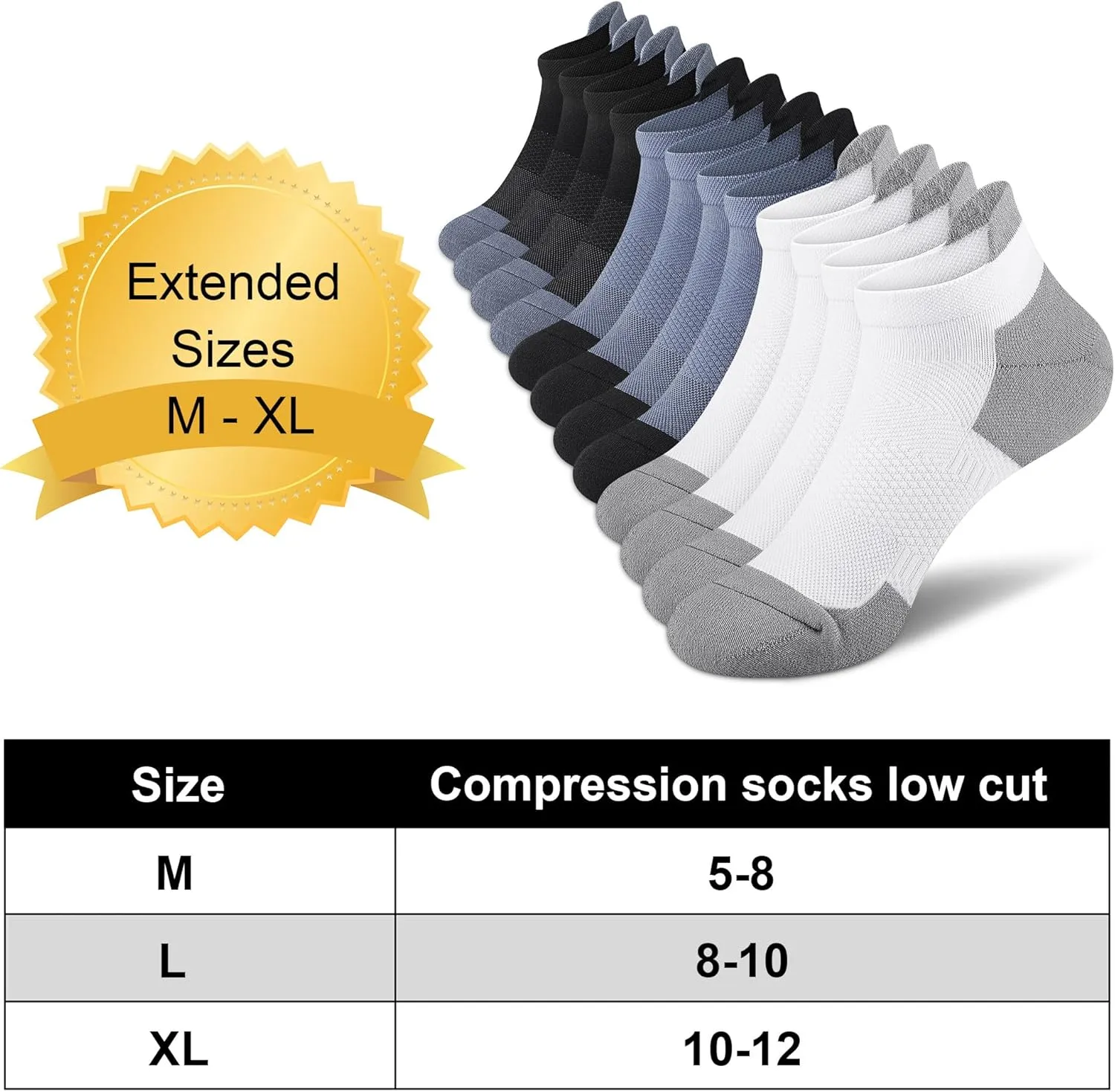 Ankle Socks Womens Running Athletic Compression Socks 5/6 Pairs