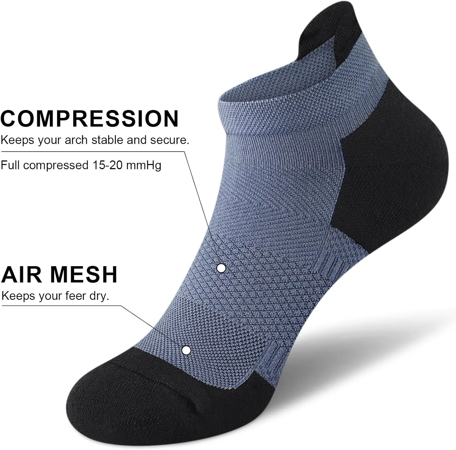 Ankle Socks Womens Running Athletic Compression Socks 5/6 Pairs