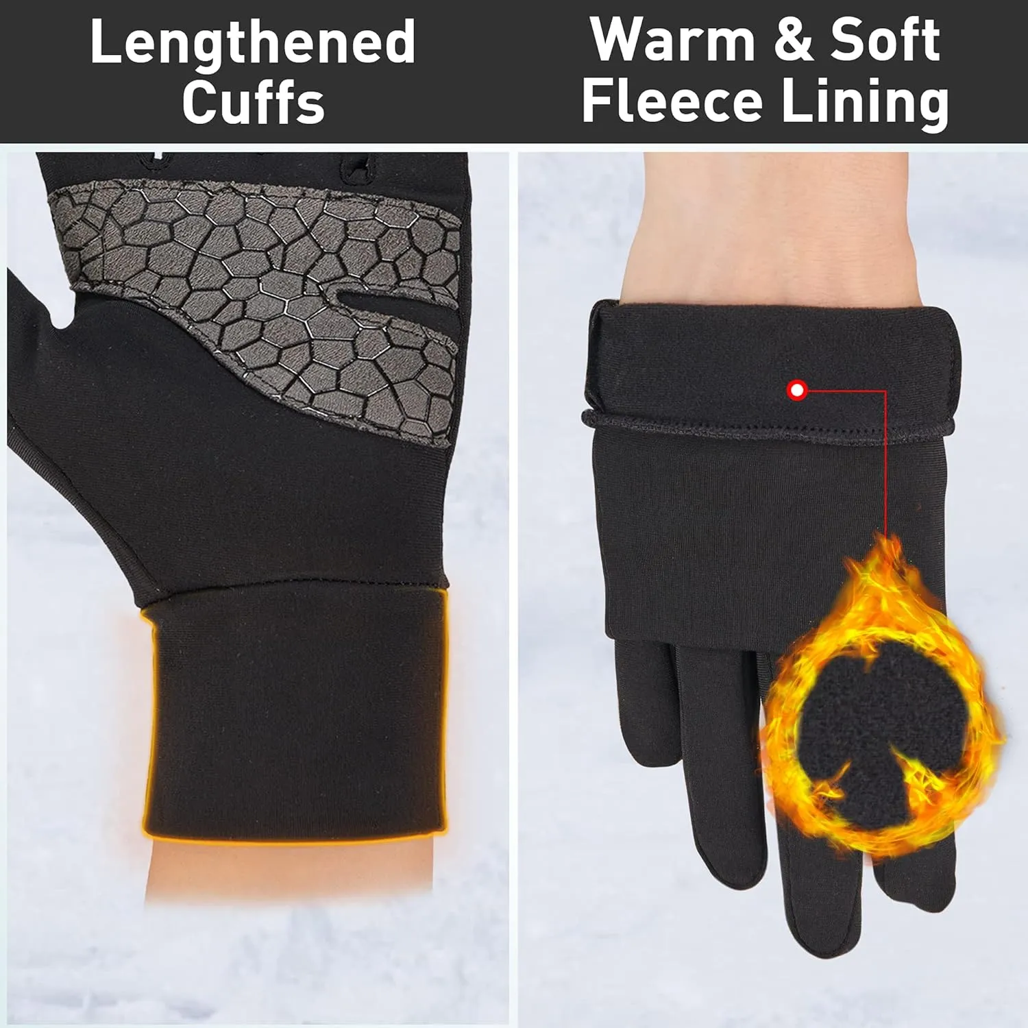 Arcweg Running Gloves Winter Thermal Anti-Slip Touchscreen Gloves Fleece Lining Gloves Men Women for Walking Cycling Driving