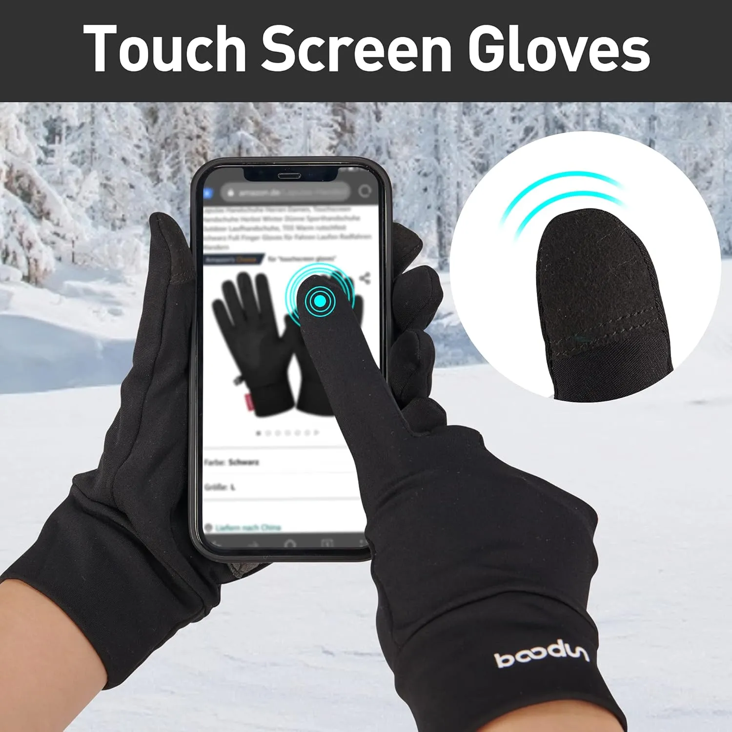 Arcweg Running Gloves Winter Thermal Anti-Slip Touchscreen Gloves Fleece Lining Gloves Men Women for Walking Cycling Driving