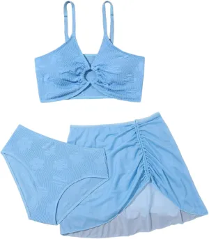 Baby Girls' 3 Pieces Swimwear High Waisted V Neck Quick Dry Bikini Sets Comfy Classic Summer Beach Swimwear