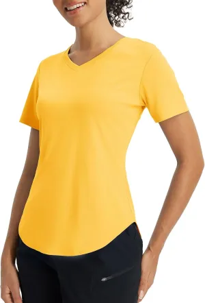 baleaf Women's Short Sleeve Shirts UPF 50  Sun Shirt V Neck UV Workout Moisture Wicking Quick Dry T-Shirts