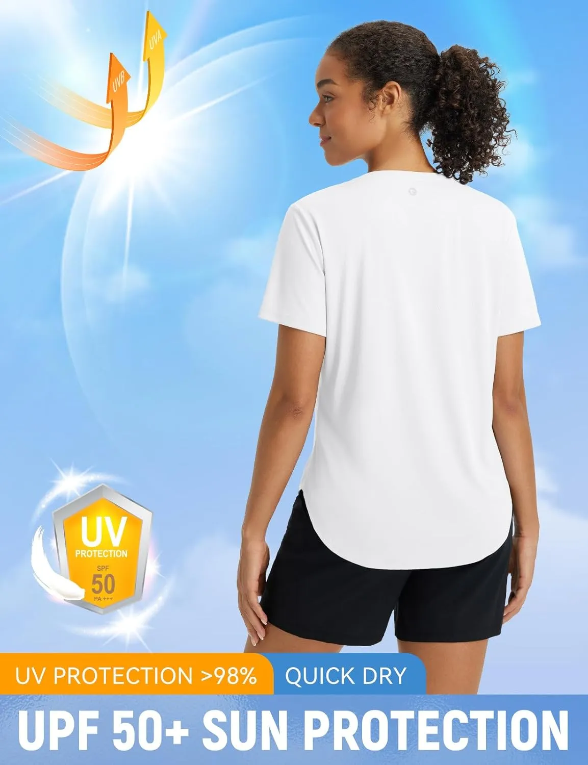 baleaf Women's Short Sleeve Shirts UPF 50  Sun Shirt V Neck UV Workout Moisture Wicking Quick Dry T-Shirts