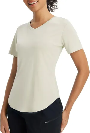 baleaf Women's Short Sleeve Shirts UPF 50  Sun Shirt V Neck UV Workout Moisture Wicking Quick Dry T-Shirts