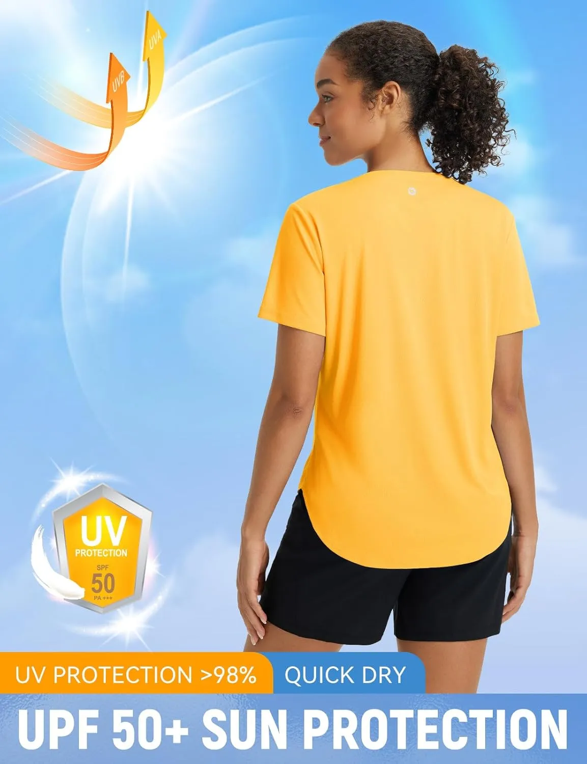baleaf Women's Short Sleeve Shirts UPF 50  Sun Shirt V Neck UV Workout Moisture Wicking Quick Dry T-Shirts