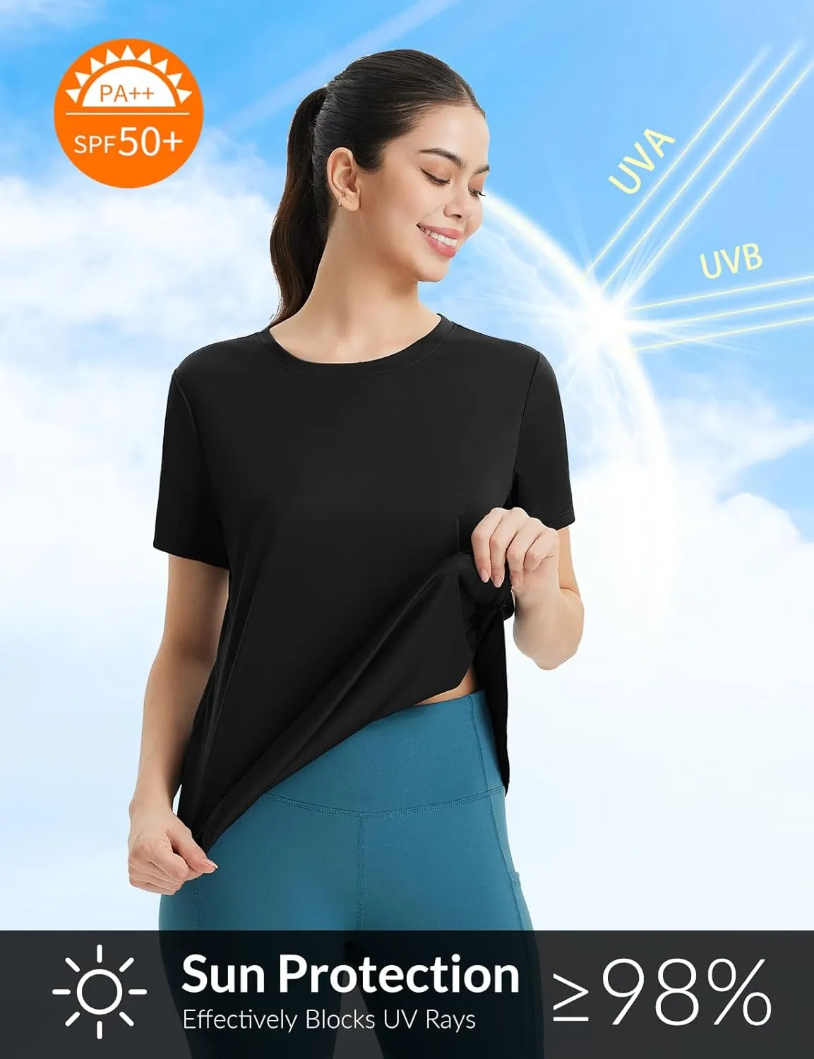 baleaf Women's Short Sleeve Workout Tops Athletic Running Shirts Quick Dry T-Shirts Loose Fit Gym Yoga Tee UPF 50 