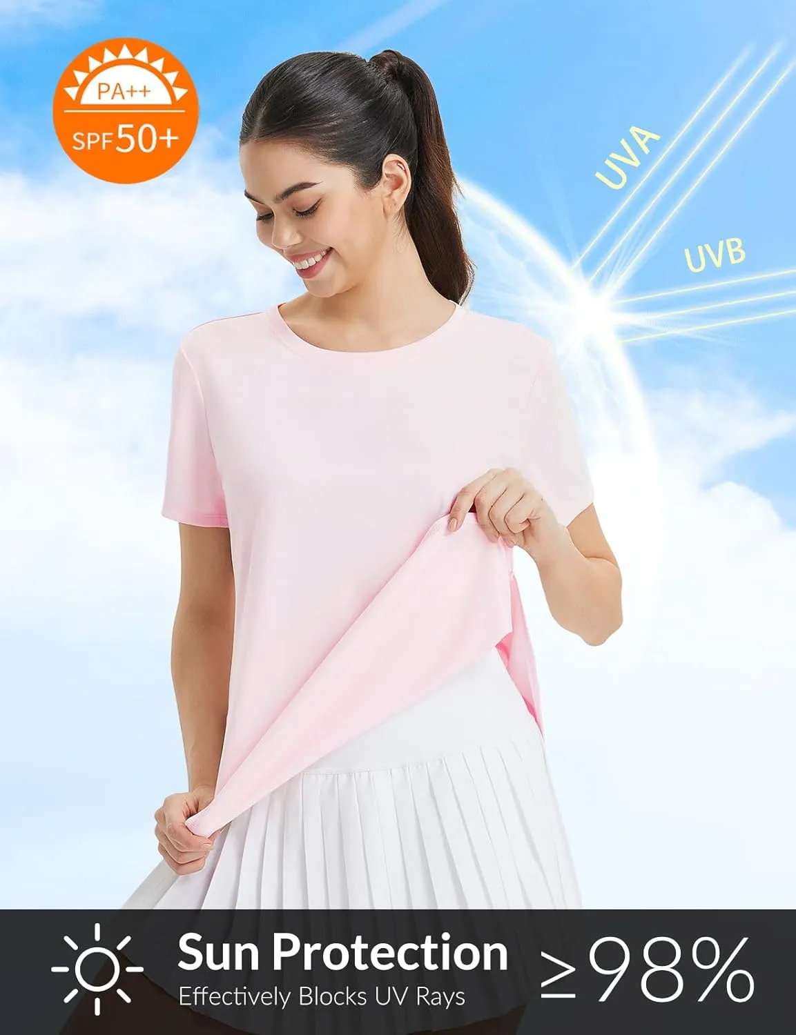 baleaf Women's Short Sleeve Workout Tops Athletic Running Shirts Quick Dry T-Shirts Loose Fit Gym Yoga Tee UPF 50 