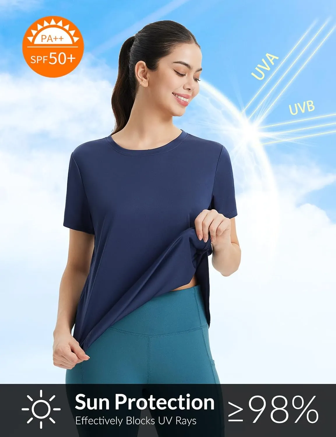 baleaf Women's Short Sleeve Workout Tops Athletic Running Shirts Quick Dry T-Shirts Loose Fit Gym Yoga Tee UPF 50 