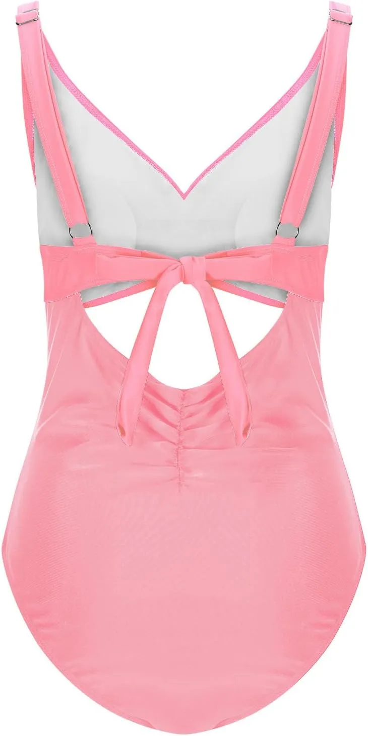 Bathing Suit for Women Tummy Control One Piece Swimsuit Criss Cross V Neck Monokini High Waisted Cutout Swimwear
