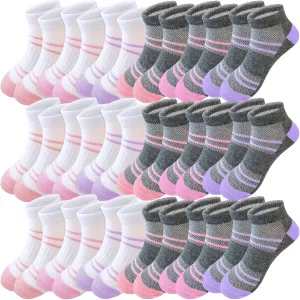 Bemeol Girls Socks 18 Pairs Kids Ankle Socks for Girls Cotton Sports Low Cut Athletic Socks