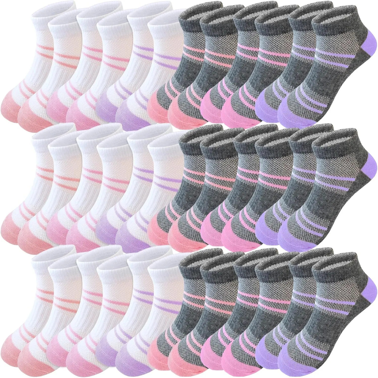 Bemeol Girls Socks 18 Pairs Kids Ankle Socks for Girls Cotton Sports Low Cut Athletic Socks
