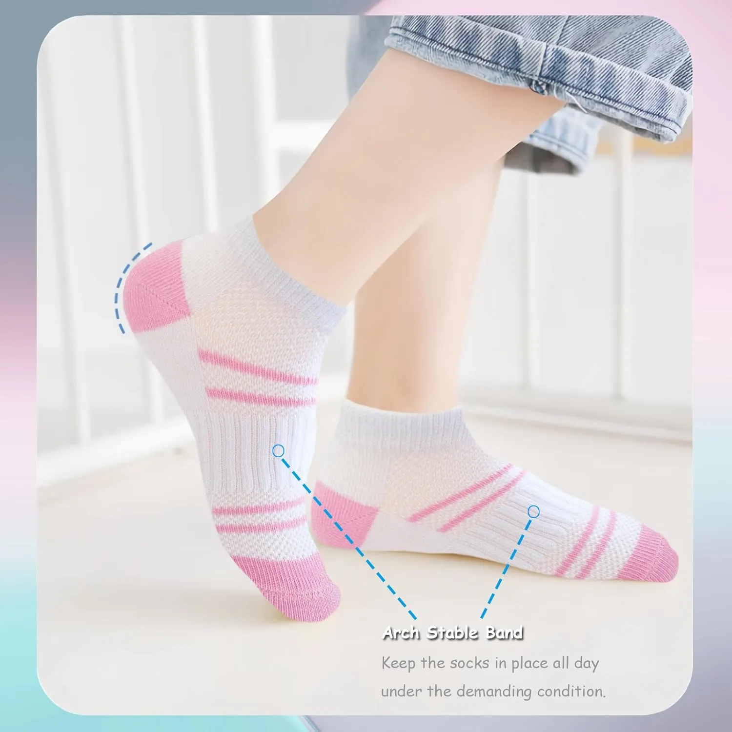 Bemeol Girls Socks 18 Pairs Kids Ankle Socks for Girls Cotton Sports Low Cut Athletic Socks