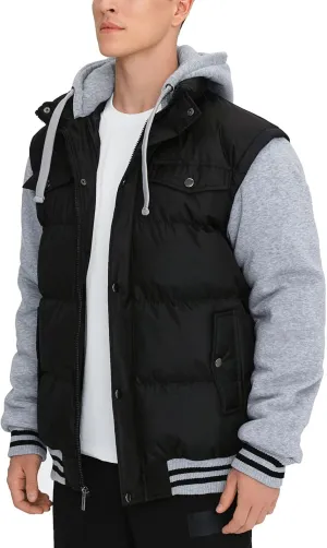 BEST SOUTH Men's Hooded Winter Coats Water Resistant Warm Thicken Insulated Full Zip Windproof Jackets with Pockets