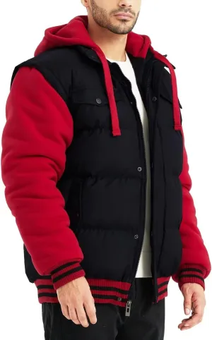 BEST SOUTH Men's Hooded Winter Coats Water Resistant Warm Thicken Insulated Full Zip Windproof Jackets with Pockets