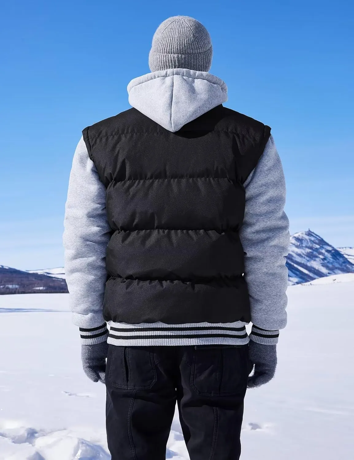 BEST SOUTH Men's Hooded Winter Coats Water Resistant Warm Thicken Insulated Full Zip Windproof Jackets with Pockets