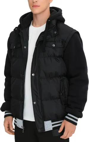BEST SOUTH Men's Hooded Winter Coats Water Resistant Warm Thicken Insulated Full Zip Windproof Jackets with Pockets